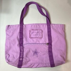 American Girl Purple Canvas Tote Bag – Star Print – Zipper Pocket